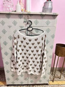 Heart Pattern Knit Sweater