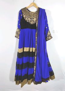 Black And Blue Anarkali Set (Women's)