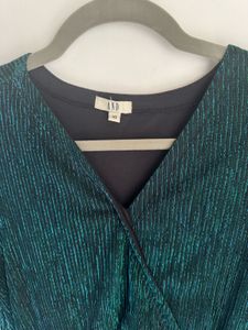 Green Shimmer Wrap Dress