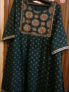 Emerald Green Kurti with Gold Detailing