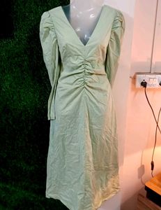 VTG Pistachio Gathered Ruched Dress