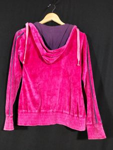 Pink Velour Zip Up Hoodie