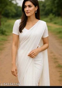 Elegant White Cotton Saree