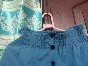Blue Paper Bag Waist Pants