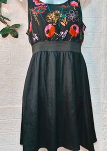 Floral Top Black Dress