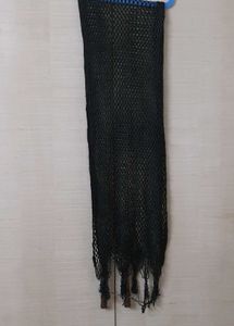 4 shawls/scarfs-blue,white,black,all netted.1brown