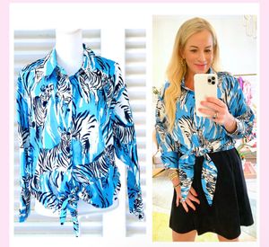 Zara Zebra Print Tie-Front Top