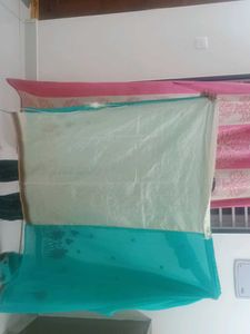 Teal Floral Sari