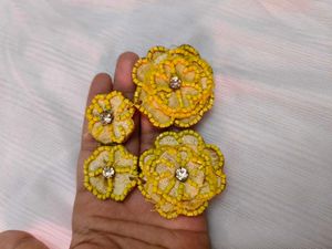 Yellow Flower handmade Pearl Earrings ❤️