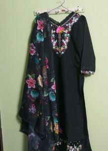 New/Unused Embroidery Chanderi Silk Kurta Set