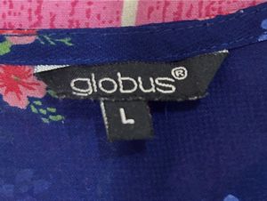 Globus - Navy Blue Transparent Pink Floral Shirt