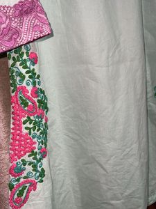 Embroidered Mint Green Short Kurti