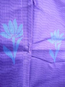 Blue Floral Patterned Art Silk Saree