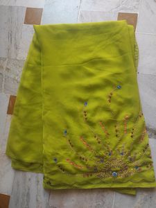 Green Color Handwork Saree