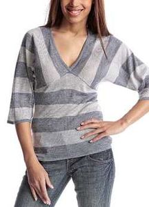 Striped V-Neck Sweater Top