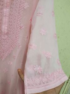 Pink Chikan Kari Lucknowi Kurti