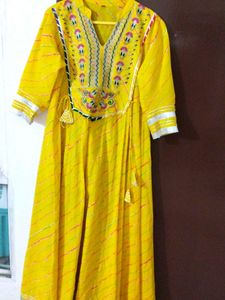 Beautiful Yellow Lehriya Gown