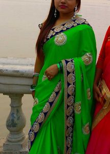 Green Embroidered Saree