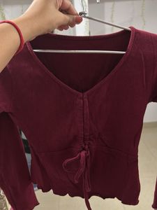 Burgundy Long Sleeve Top