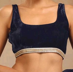 Velvet Padded Cut Sleeve Blouse With Gota Lace