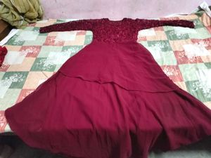 Elegant Burgundy Lace Dress
