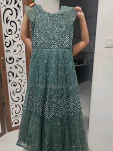 Elegant Sage Green Embellished Formal Dress