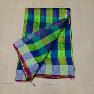 Checkered Green Saree