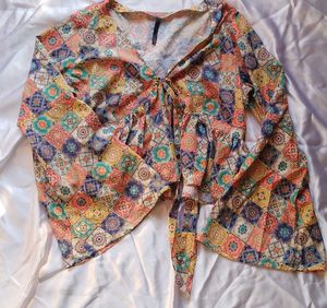 Boho Chic Printed bell sleeve Top