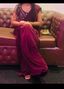 Elegant Maroon Saree with Embellished Blouse