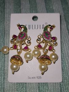 Peacock Pearl Drop Earrings