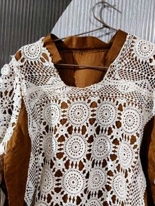 Elegant Brown &amp; White Kurta