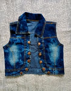 Demin Crop Jacket Dark Blue