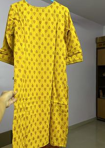 Mustard Kurti Straight Fit