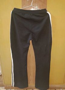 Black Flared Pants with White Side Stripes