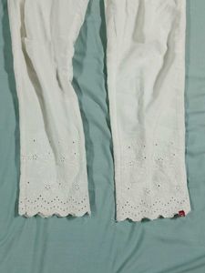 White Straight Ethnic Pant