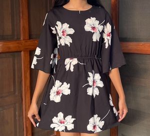 Black Floral Print Dress