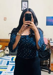 Navy blue Polka Dot Top