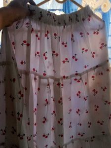 Tiered Cherry Print Skirt