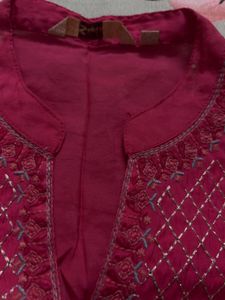 Pink Embroidered Kurti