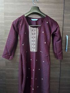 Coffee Brown Colour Embroided Kurti