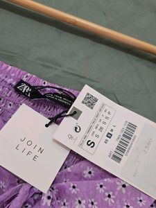 Zara Lilac Peplum Puff Sleeve Top