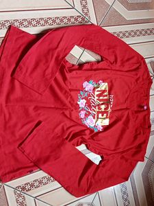 Red Full Sleeve Cotton Tshirt