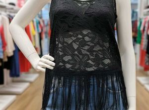 Black Lace Fringe Top