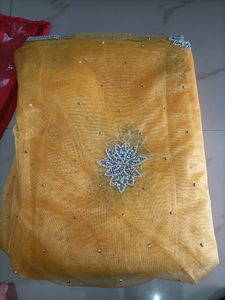 Designer Saree And Blouse With Pearl Work