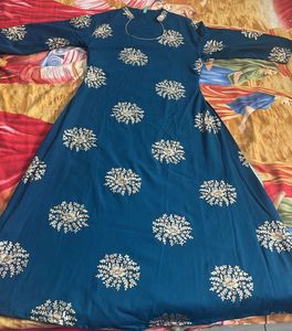 Elegant Teal Embroidered Anarkali Kurta