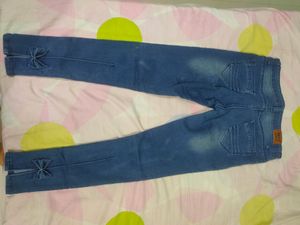 Blue Jeans With Cute Slit At Ankle