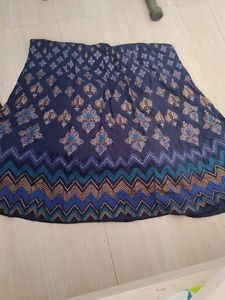 Global Desi Blue Printed Nyraa Cut Suit- Size L