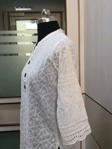 White Chickenkari Kurta