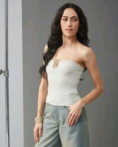 Strapless Cut-Out Swirl Metallic Detail Tube Top