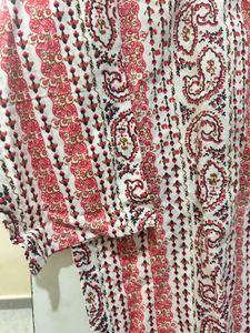 Red &amp; White Paisley Print Kurta